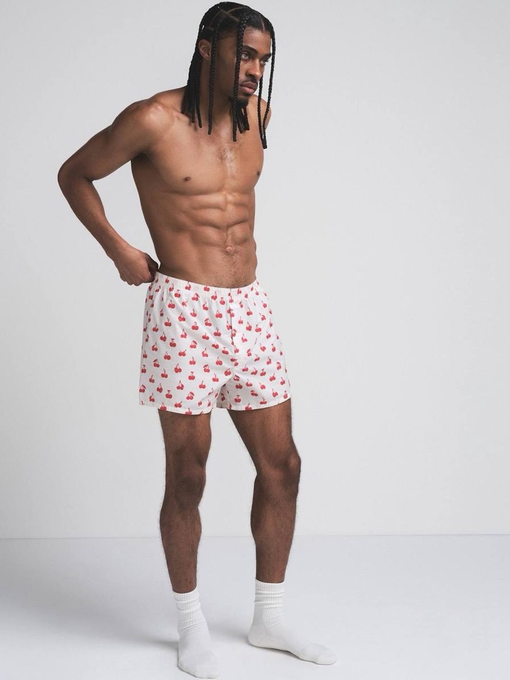 NWOT Skims Men's White Boxer Shorts with Red Cherry Print - Picture 2 of 6